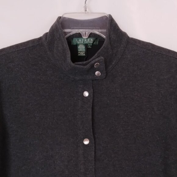 Lauren Ralph Lauren | Charcoal Gray Snap Front Knit Sweater Jacket | Size L - Picture 3 of 5